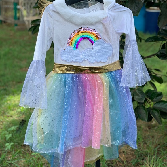 Kids' Rainbow Unicorn Halloween Costume Dress New - Picture 2 of 12